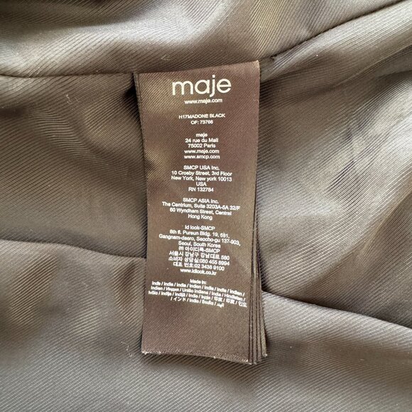 MAJE Black Leather Moto Jacket Size FR 38 / US M - Picture 9 of 13